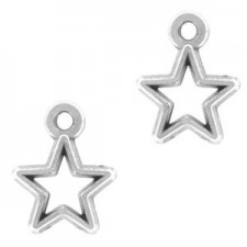 Metal charm open Star 14x10mm Antique silver
